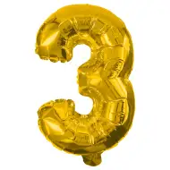 Számos fólia lufi arany színben – 3-as szám 86cm
