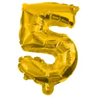 Számos fólia lufi arany színben – 5-ös szám 86cm
