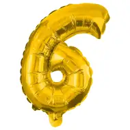 Számos fólia lufi arany színben – 6-os szám 86cm