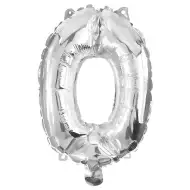 Számos fólia lufi ezüst színben – 0-ás szám 32cm