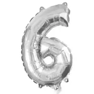 Számos fólia lufi ezüst színben – 6-os szám 32cm