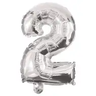 Számos fólia lufi ezüst színben – 2-es szám 86cm