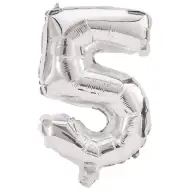 Számos fólia lufi ezüst színben – 5-ös szám 86cm