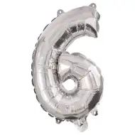Számos fólia lufi ezüst színben – 6-os szám 86cm