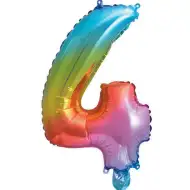 Számos fólia lufi metál szivárvány színben – 4-es szám 34cm