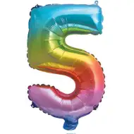 Számos fólia lufi metál szivárvány színben – 5-ös szám 34cm