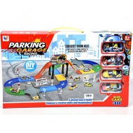 Racing pálya szett négy hátrahúzós kisautóval