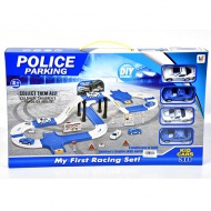 Rendőrségi pálya szett négy hátrahúzós kisautóval