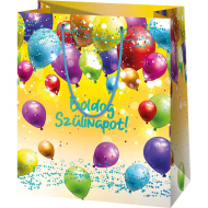 Boldog Szülinapot! sárga exkluzív nagy ajándéktáska 26x13x33cm