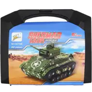 Sherman tank modell fém építőjáték 287db-os szett bőröndben