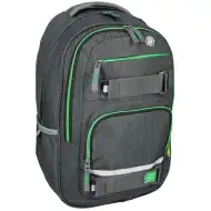 Spirit: Campus szürke és zöld lekerekített iskolatáska, hátizsák 46x33x22cm