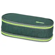 Spirit: Sötét és világoszöld színű ovális emeletes tolltartó 23x10cm