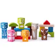 Színes fa építőkocka szett 26db-os