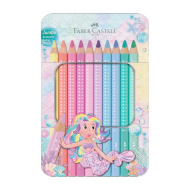 Faber-Castell: Sparkle Jumbo háromszögletű pasztell színesceruza 10db-os szett fém dobozban