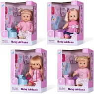 Szőke copfos baba hanggal 30cm-es, négyfeléle változatban