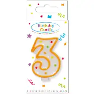 Szülinapi pöttyös gyertya 3-as szám