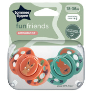 Tommee Tippee: FunFriends 2 db-os ortodontikus cumi szett több változatban (18-36 hó)