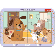 Háziállatok a nappaliban 2 az 1-ben keretes baby puzzle - Trefl