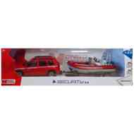 Tűzoltó Dacia Duster és motorcsónak utánfutón fém modell szett 1/43 - Mondo