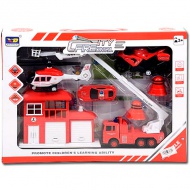 Tűzoltósági játékszett 4db járművel