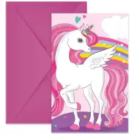 Szivárványos unikornis party meghívó borítékkal 6db-os szett
