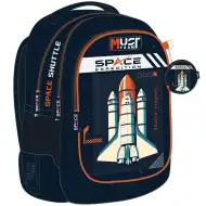 Luna: Must Team űrhajós lekerekített 3 rekeszes iskolatáska, hátizsák 32x18x43cm