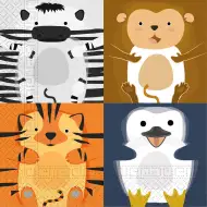 Vidám állatos papírszalvéta szett – 2 rétegű, 33x33 cm, 20db