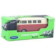 Welly: Volkswagen T1 piros fém kisautó modell 1/64