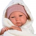 Llorens: Limitált kiadású élethű lány csecsemő baba nyuszis ruhában 42cm