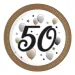 "50" év feliratos papírtányér 8db-os szett 23cm