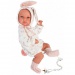 Llorens: Bimba újszülött lány baba nyuszis ruhában, hordozóval 35cm