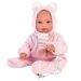 Llorens: Újszülött sírós lány baba hátizsákká alakítható takaróval 36cm
