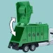 Heavy Duty Truck: Hátrahúzós fém szelektív hulladékgyűjtő teherautó modell nyitható ajtókkal és kukával 1/36