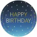 Kék színű szülinapi "Happy Birthday" feliratú papírtányér 8db-os szett 23cm