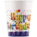 Szivárványos szülinapi "Happy Birthday" feliratú papírpohár 8db-os szett 200ml