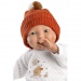 Llorens: Lány csecsemő 31cm-es baba madárkás ruhában és sapkában
