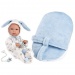 Llorens: Bimbo 35cm-es újszülött fiú baba kék hordozóval