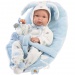 Llorens: Bimbo 35cm-es újszülött fiú baba kék hordozóval