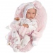 Llorens: Bimba 35cm-es újszülött lány baba rózsaszín hordozóval