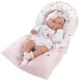 Llorens: 38cm-es újszülött lány baba rózsaszín hálózsákkal