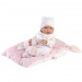 Llorens: Nica 40cm-es újszülött lány baba rózsaszín párnával, cumival és 5db különböző ruhával