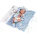 Llorens: Nico 40cm-es újszülött fiú baba kék pelenkázóval, cumival