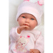 Llorens: Abril 42cm-es síró baba nyuszifüles sapkában hálózsákkal