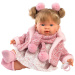 Llorens: Alexandra 42cm-es síró baba cumival rózsaszín kabátban