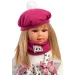 Llorens: 40cm-es Carla baba rózsaszín sapkában divatos ridiküllel