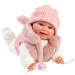 Llorens: Chloe 38cm-es síró baba rózsaszín mellényben