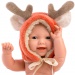 Llorens: Fiú csecsemő baba 31cm-es rénszarvasos sapkában
