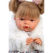 Llorens: Joelle 38cm-es síró baba cumival fehér kabátban