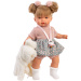 Llorens: Joelle 38cm-es síró baba cumival fehér kabátban