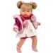 Llorens: Joelle 38cm-es síró baba cumival rózsaszín kabátban